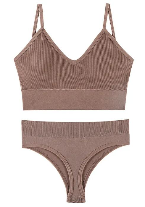 SEAMLESS BRALETTE AND THONG PANTY UNDERWEAR SET AVAILABLE IN VARIOUS COLORS