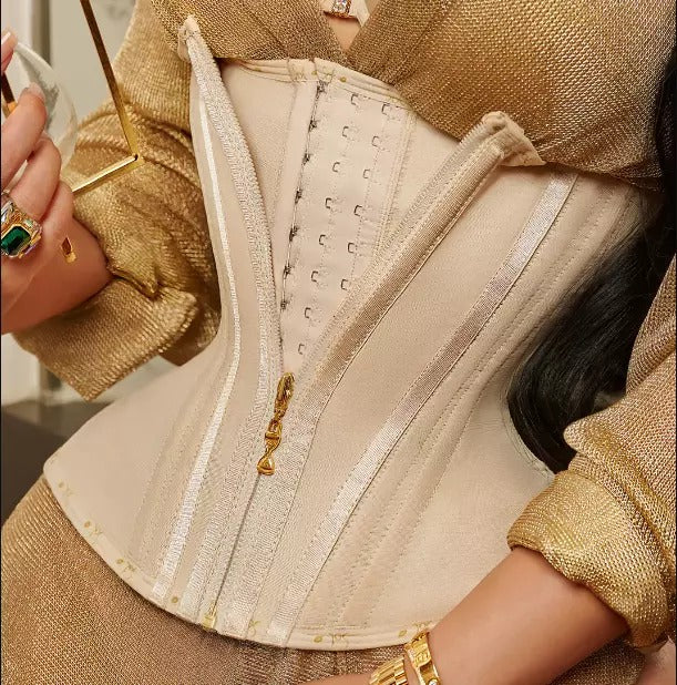 Faja Reloj de Arena Doble Cierre Efecto Cintura de Avispa Cuerpo de Guitarra