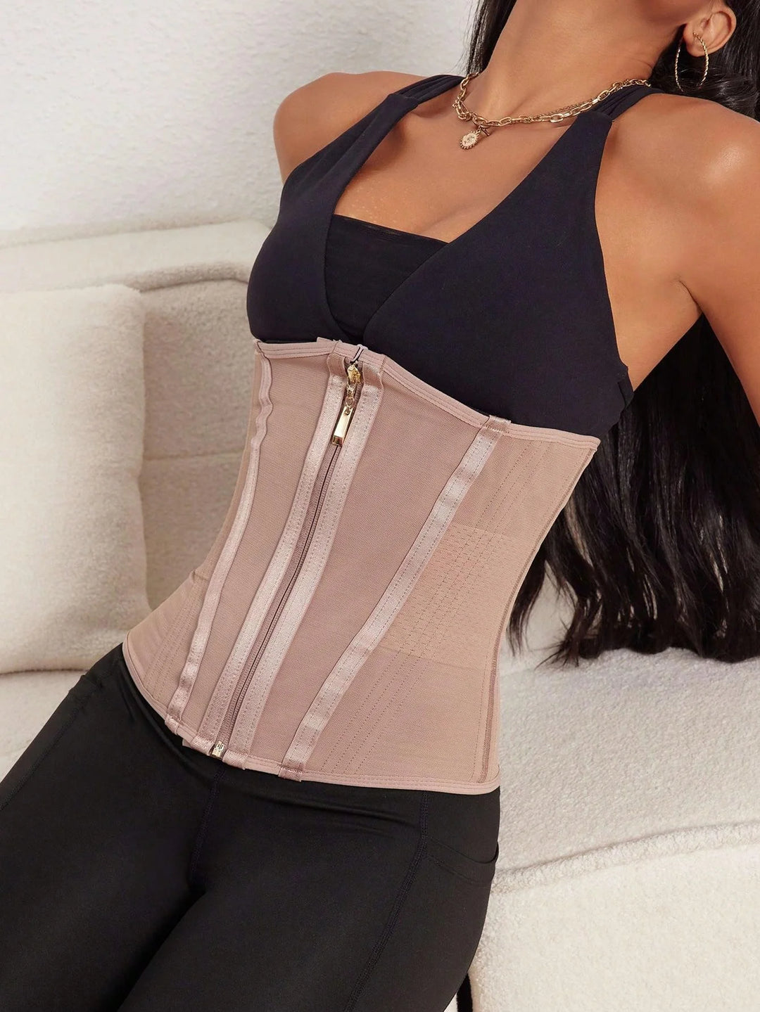 Faja Reloj de Arena Doble Cierre Efecto Cintura de Avispa Cuerpo de Guitarra