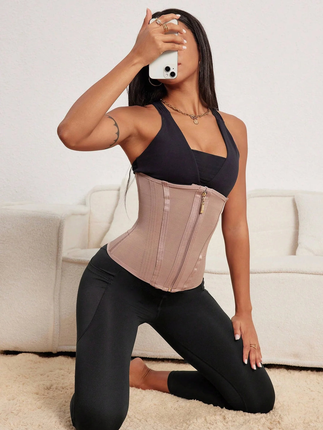 Faja Reloj de Arena Doble Cierre Efecto Cintura de Avispa Cuerpo de Guitarra