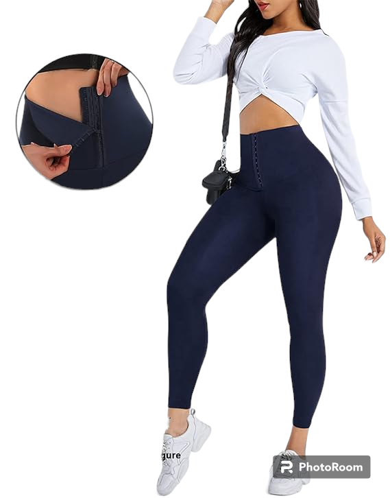 BLACK FAT BURNING WAIST BINDER LEGGING PANTS