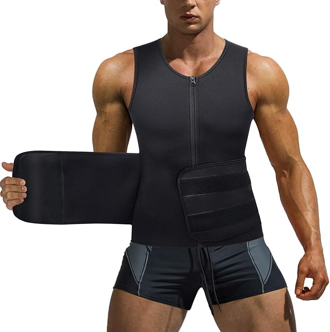 FAJA CHALECO REDUCTORA PARA HOMBRE CREMALLERA FRONTAL DE NEOPRENO FITNESS