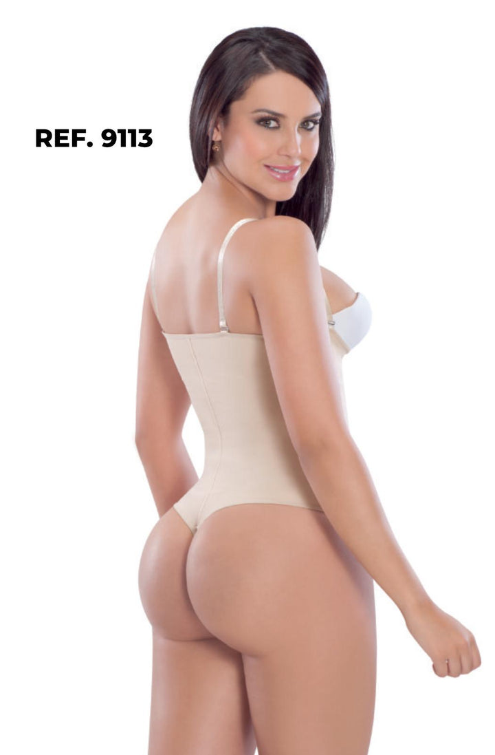 FAJA TANGA DE LATEX BODY CON CREMALLERA DELANTERA TIRANTES REMOVIBLES