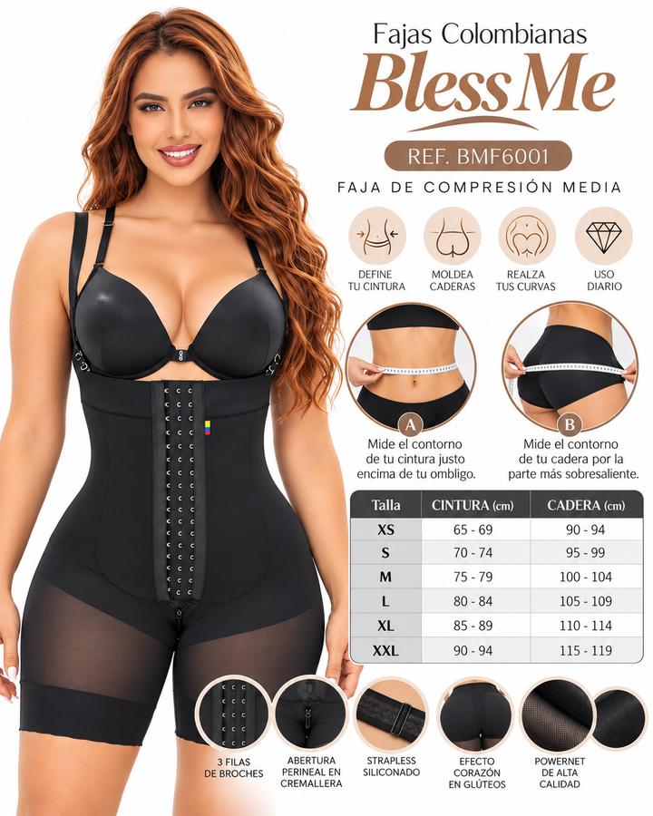 FAJA COLOMBIANA MOLDEADORA ABERTURA PERINEAL BROCHES REGULABLES USO DIARIO POST QUIRURGICA BLESS ME