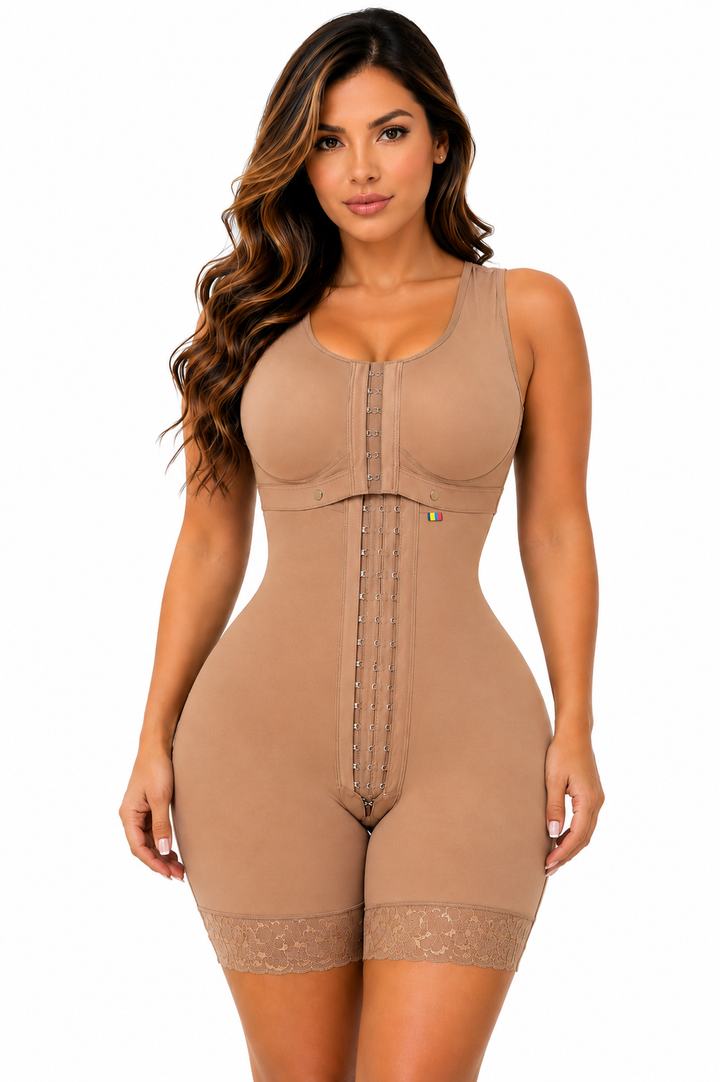 FAJA COLOMBIANA  POST QUIRURGICA MAXICOLY CON BRASIER INTEGRADO BROCHES ABERTURA PERINEAL CON CREMALLERA