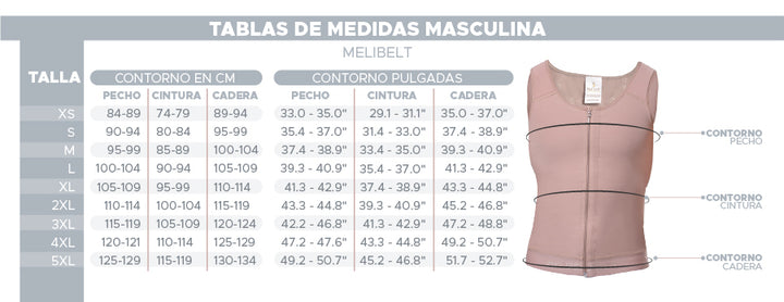 FAJA CHALECO PARA HOMBRE CON BROCHES  AJUSTABLES POSTQUIRURGICA CORRECTOR POSTURA MELI BELT