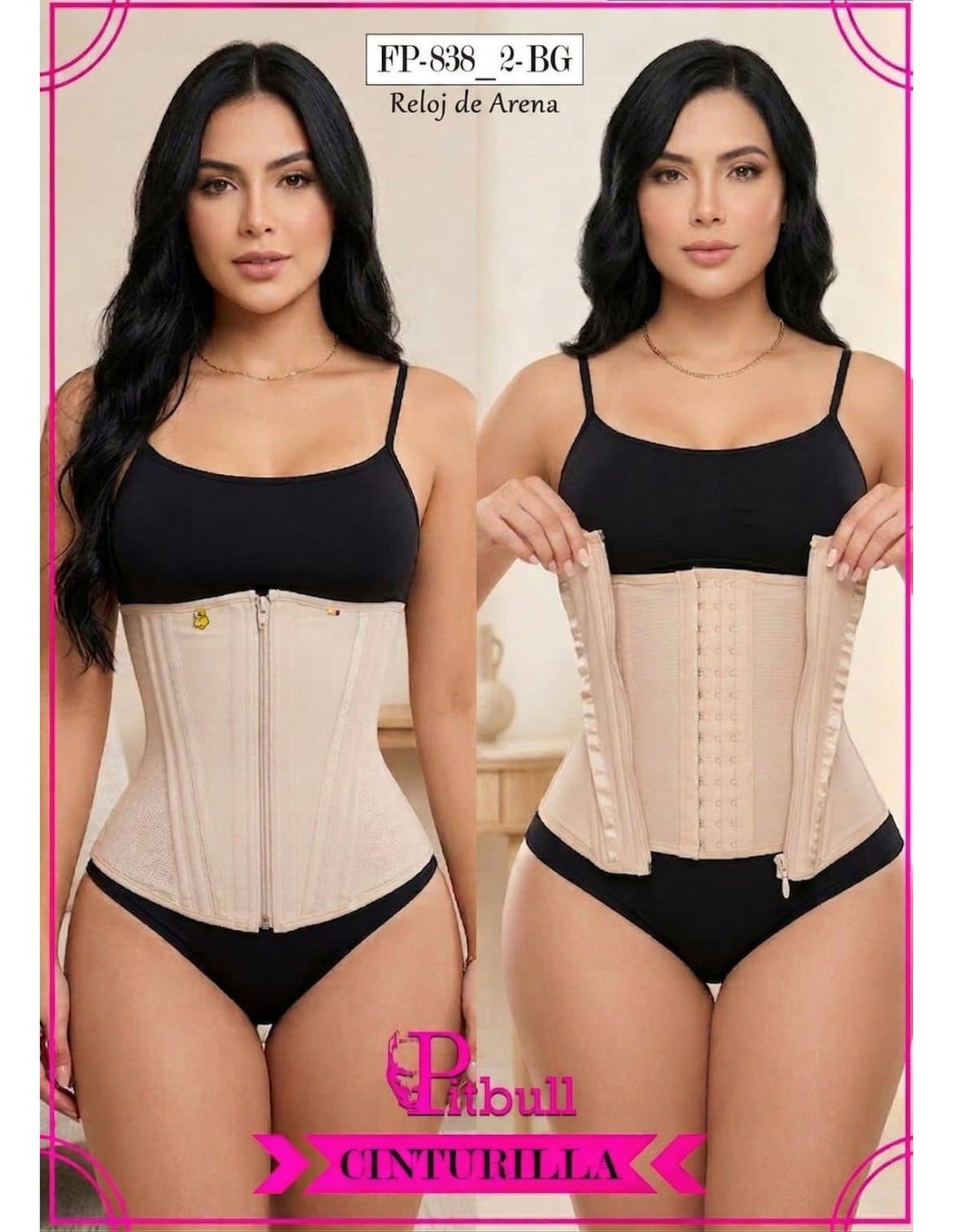 FAJA CINTURILLA RELOJ DE ARENA PITBULL BROCHES REGULABLES Y CREMALLERA EXTERIOR FP838-2