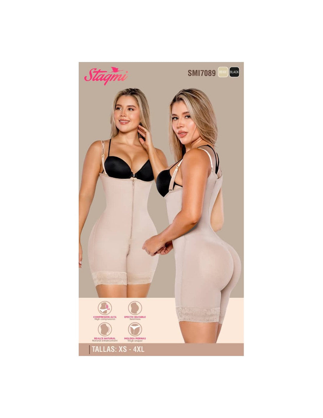 Faja enteriza senos libres invisible con compresion stagmi – smi7089 - 2xl / beige