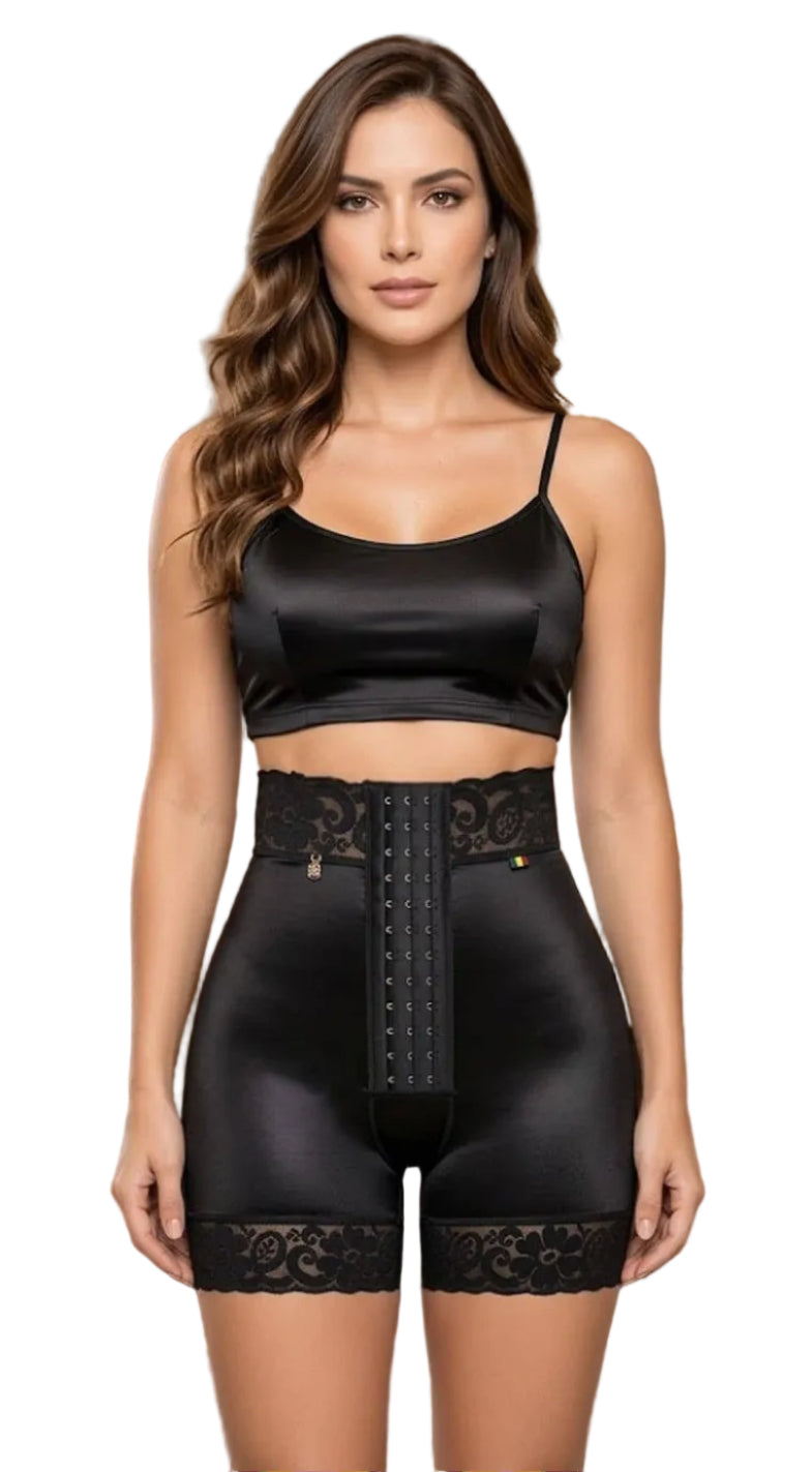 FAJA PITBULL SATIN SCULPT SHORT TALLE ALTO EFECTO ULTRA LIFT BROCHES REGULABLES FPA-872