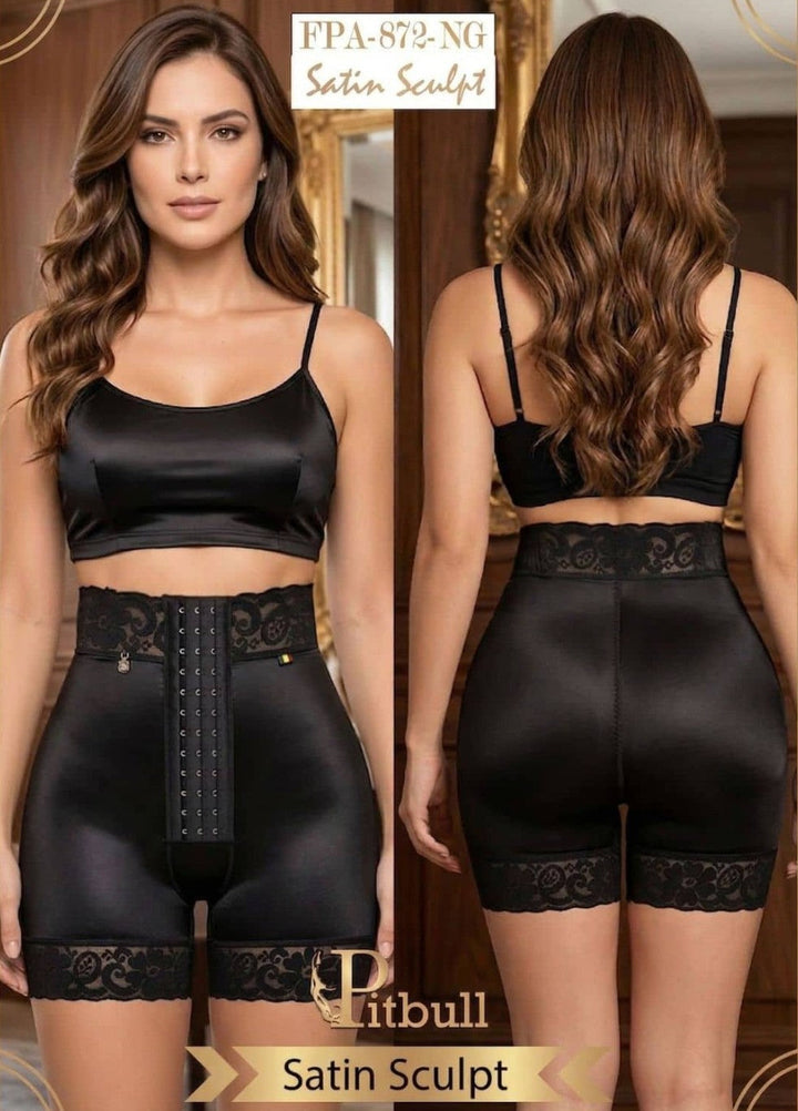 FAJA PITBULL SATIN SCULPT SHORT TALLE ALTO EFECTO ULTRA LIFT BROCHES REGULABLES FPA-872