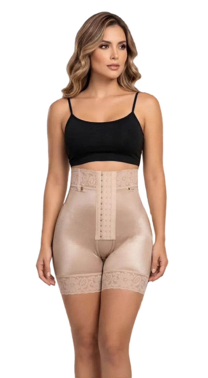 FAJA PITBULL SATIN SCULPT SHORT TALLE ALTO EFECTO ULTRA LIFT BROCHES REGULABLES FPA-872