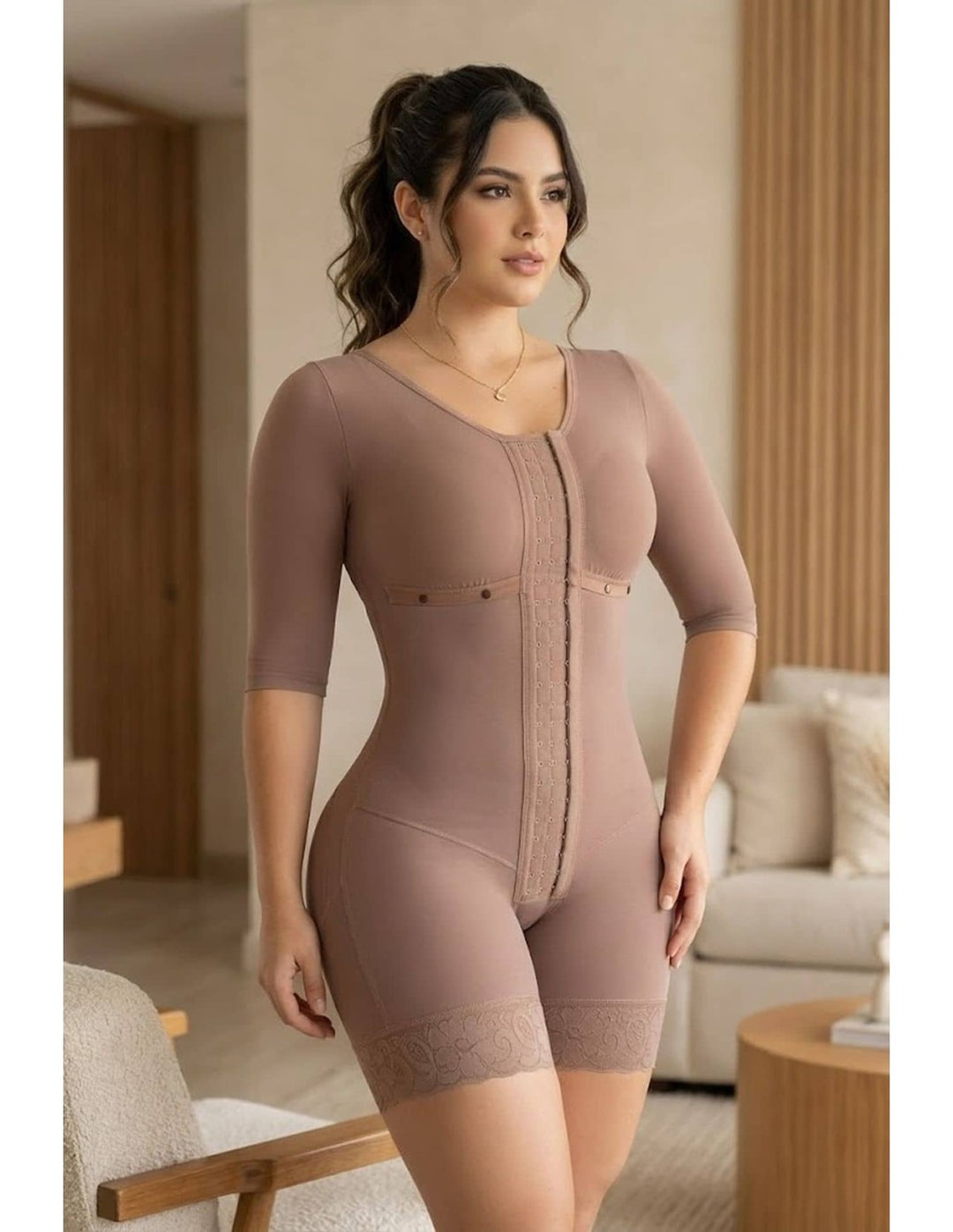 BEIGE PITBULL LIPOSCULPTURE GIRDLE ADJUSTABLE COLOMBIAN JOINT FAT BURNING