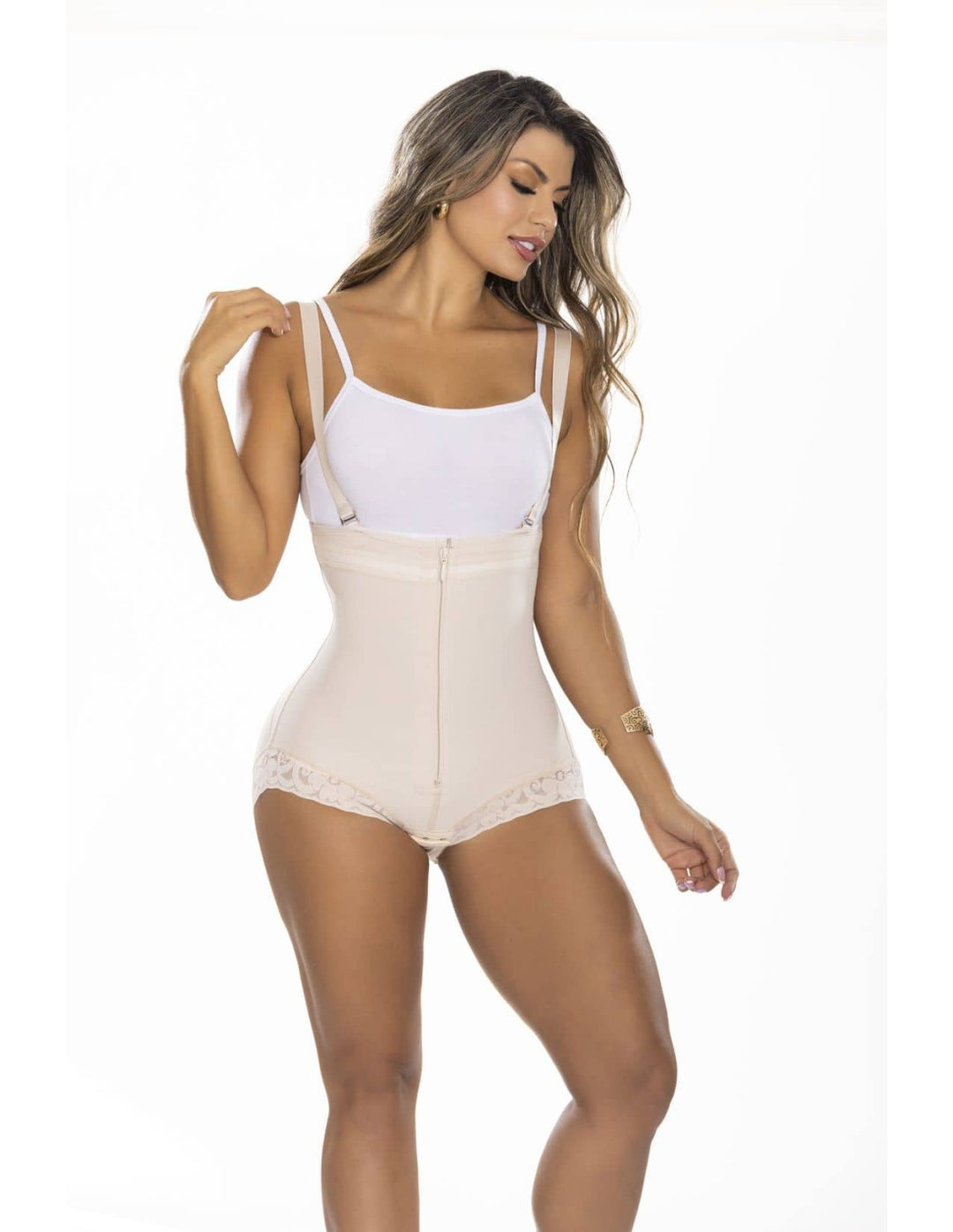 BEIGE PITBULL LIPOSCULPTURE GIRDLE ADJUSTABLE COLOMBIAN JOINT FAT BURNING