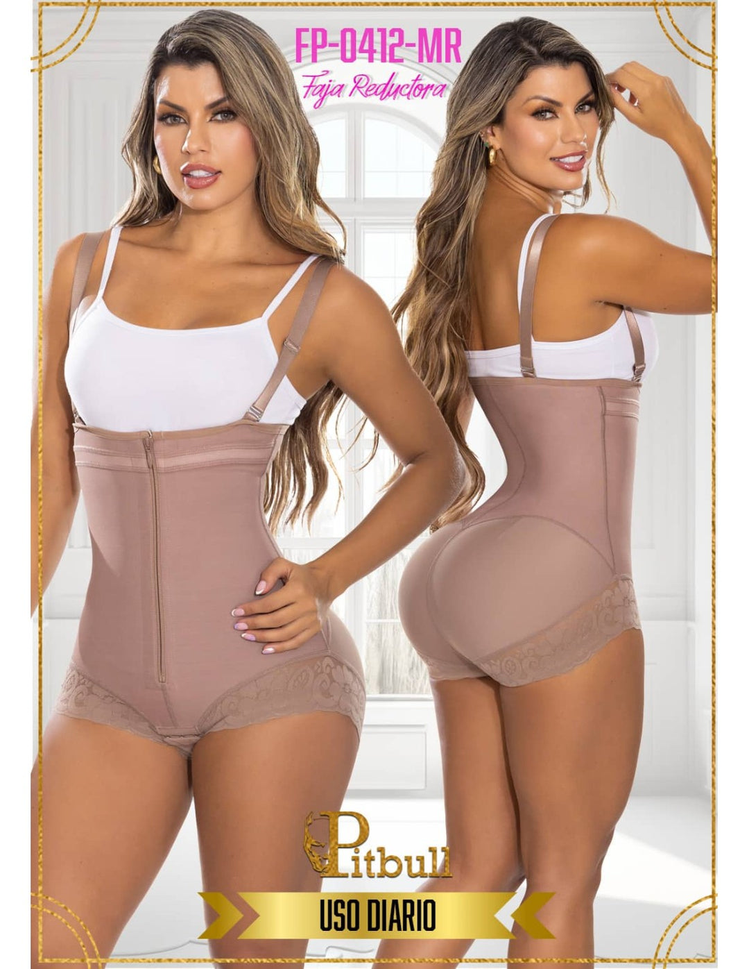 BEIGE PITBULL LIPOSCULPTURE GIRDLE ADJUSTABLE COLOMBIAN JOINT FAT BURNING