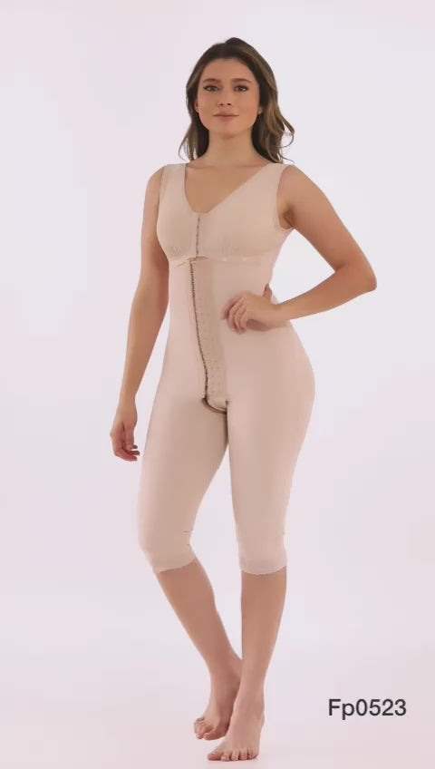 POST-SURGICAL GIRDLE WITH BRA INCLUDED CAPRI JUMPSUIT WITH ADJUSTABLE CLOSURE PITBULL LIPOSCULPTURE