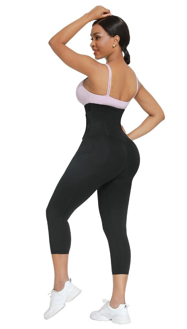 2 IN 1 SWEAT LEGGING PANTS WITH INTEGRATED FAT BURNING WAIST BAND