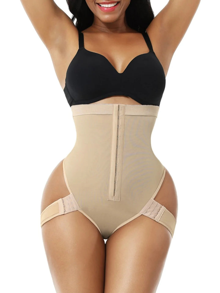 BEIGE BUTT LIFT BODY GIRDLE HIGH WAIST WITH SUPPORT STRIPS ON THIGH